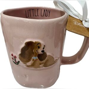 RAE DUNN DISNEY PINK “LADY & THE TRAMP” COFFEE MUG w/3D LADY “LITTLE LADY” NEW